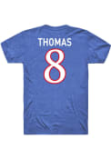 Ky Thomas Kansas Jayhawks Rally Football Name and Number T-Shirt - Blue