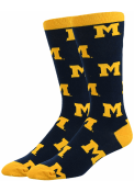 Michigan Wolverines Allover Dress Socks - Blue