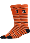 Illinois Fighting Illini Stripe Dress Socks - Orange