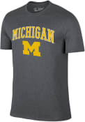 Michigan Wolverines Arch Mascot Fashion T Shirt - Grey