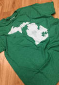 Rally Michigan Green State Shape Shamrock Short Sleeve T Shirt