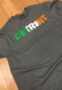 Rally Detroit Grey Irish Flag City Wordmark Short Sleeve T Shirt