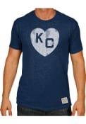 Original Retro Brand Monarchs Navy Heart of KC Short Sleeve Fashion T Shirt