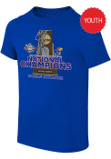 Kansas Jayhawks Youth 2022 National Champions Trophy T-Shirt - Blue