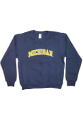 Michigan Wolverines Youth Arched Wordmark Crew Sweatshirt - Navy Blue