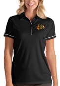 Chicago Blackhawks Womens Antigua Salute Polo Shirt - Black