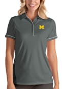 Michigan Wolverines Womens Antigua Salute Polo Shirt - Grey