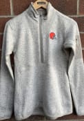 Cleveland Browns Womens Antigua Fortune 1/4 Zip Pullover - Oatmeal