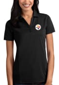 Pittsburgh Steelers Womens Antigua Tribute Polo Shirt - Black