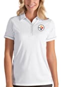 Pittsburgh Steelers Womens Antigua Salute Polo Shirt - White
