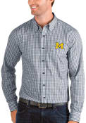 Michigan Wolverines Antigua Structure Dress Shirt - Navy Blue