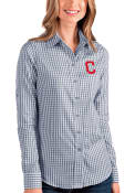 Cleveland Indians Womens Antigua Structure Dress Shirt - Navy Blue
