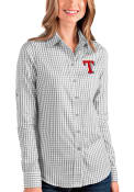 Texas Rangers Womens Antigua Structure Dress Shirt - Grey