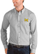 Michigan Wolverines Antigua Structure Dress Shirt - Grey