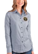 Denver Nuggets Womens Antigua Structure Dress Shirt - Navy Blue