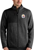 Pittsburgh Steelers Antigua Fortune Full Zip Medium Weight Jacket - Black