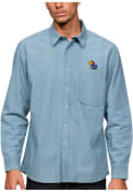 Kansas Jayhawks Antigua Chambray Dress Shirt - Light Blue