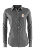 Pittsburgh Steelers Womens Antigua Sharp Dress Shirt - Black