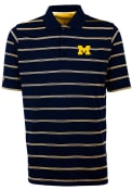 Antigua Michigan Wolverines Navy Blue Deluxe Short Sleeve Polo Shirt