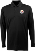 Antigua Pittsburgh Steelers Black Exceed Polo