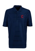 Antigua Cleveland Indians Navy Blue Illusion Short Sleeve Polo Shirt