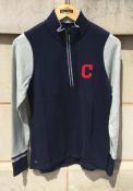 Cleveland Indians Womens Antigua Pitch Pullover 1/4 Zip Pullover - Navy Blue