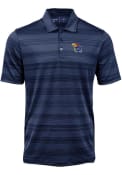 Kansas Jayhawks Antigua Compass Tonal Stripe Polo Shirt - Navy Blue