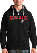 Cincinnati Reds Antigua Victory Full Zip Hood Hooded Sweatshirt - Black
