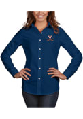 Virginia Cavaliers Womens Antigua Dynasty Dress Shirt - Navy Blue