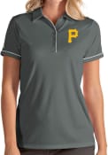 Pittsburgh Pirates Womens Antigua Salute Polo Shirt - Grey