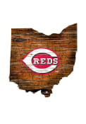 Cincinnati Reds Distressed State 24 Inch Sign