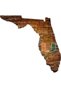 Miami Hurricanes Distressed State 24 Inch Sign