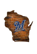 Milwaukee Brewers Distressed State 24 Inch Sign