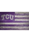 TCU Horned Frogs Distressed Flag 11x19 Sign