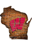 Wisconsin Badgers Distressed State 24 Inch Sign