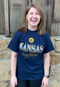 Kansas Womens Navy Blue Sunflower State Short Sleeve T Shirt