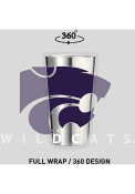 Grey K-State Wildcats 16 oz Stainless Steel Pint Glass