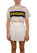 Michigan Wolverines Womens Cropped Mesh Fashion Football - White