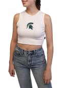 Michigan State Spartans Womens Cut Off Tank Top - White
