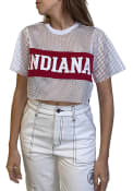 Indiana Hoosiers Womens Cropped Mesh Fashion Football - White