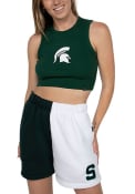 Michigan State Spartans Womens Hype and Vice Cut Off Crop Tank Top - Green