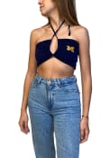 Michigan Wolverines Womens Slam Dunk Cropped Tank Top - Navy Blue