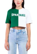 Michigan State Spartans Womens Hype and Vice Crop Two Tone Brandy T-Shirt - Green