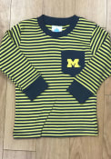 Michigan Wolverines Toddler Striped Pocket T-Shirt - Navy Blue