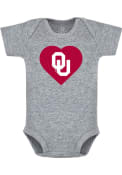 Oklahoma Sooners Baby Heart One Piece - Grey