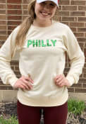 localE Philadelphia Women's Oatmeal Sequins Wordmark Unisex Long Sleeve Crew Sweatshirt