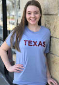 localE Texas Women's Light Blue Sequins Wordmark Unisex Short Sleeve T-Shirt