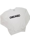 localE Chicago Women's Sequins Wordmark White Unisex Long Sleeve Crew Sweatshirt