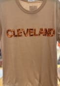 localE Cleveland Women's Sand Sequins Wordmark Unisex Short Sleeve T-Shirt