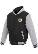 Boston Bruins Reversible Hooded Heavyweight Jacket - Black